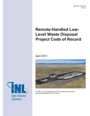 Remote-Handled Low-Level Waste Disposal Project Code of Record