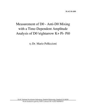 Measurement of D0 - Anti-D0 Mixing With a Time-Dependent Amplitude Analysis of D0 \rightarrow K+ Pi- Pi0