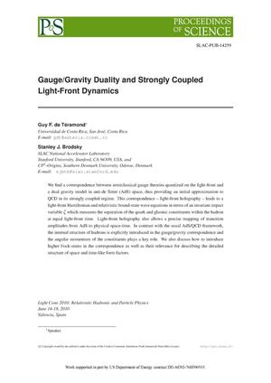 Gauge/Gravity Duality and Strongly Coupled Light-Front Dynamics