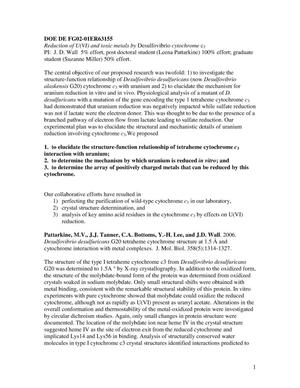Reduction of U(VI) and Toxic Metals by Desulfovibrio Cytochrome C3