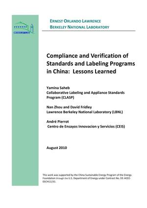 Compliance and Verification of Standards and Labeling Programs in China: Lessons Learned