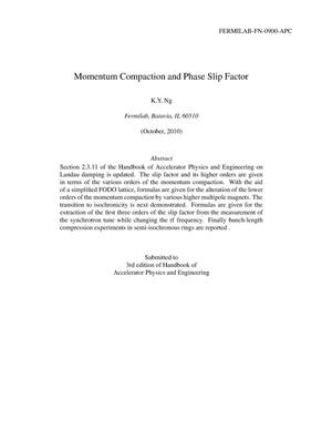 Momentum compaction and phase slip factor