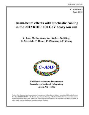 Beam-Beam Effects With Stochastic Cooling in the 2012 RHIC 100 GeV Heavy Ion Run