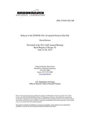 Release of the ENDF/B-VII.1 Evaluated Nuclear Data File