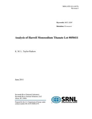 ANALYSIS OF HARRELL MONOSODIUM TITANATE LOT #050411