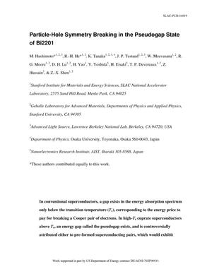 Particle-Hole Symmetry Breaking in the Pseudogap State of Bi2201