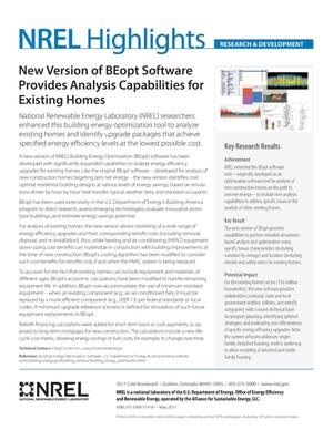 New Version of BEopt Software Provides Analysis Capabilities for Existing Homes (Fact Sheet), NREL Highlights, Research & Development