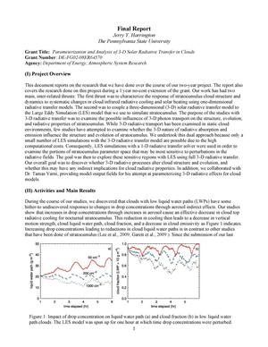 Parameterization and Analysis of 3-D Solar Radiative Transfer in Clouds: Final Report