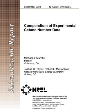 Compendium of Experimental Cetane Number Data