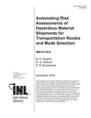 Automating Risk Assessments of Hazardous Material Shipments for Transportation Routes and Mode Selection