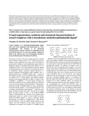 Uranyl Sequestration: Synthesis and Structural Characterization of Uranyl Complexes with a Tetradentate Methylterephthalamide Ligand