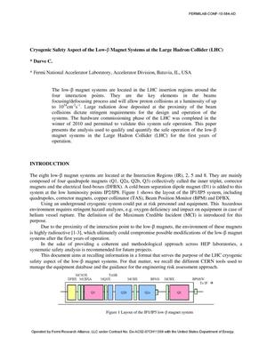 Cryogenic safety aspect of the low -$\beta$ magnest systems at the Large Hadron Collider (LHC)