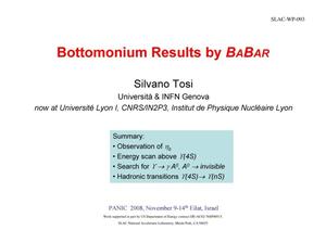 Bottomonium Results By BaBar