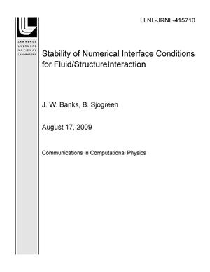 Stability of Numerical Interface Conditions for Fluid/Structure Interaction