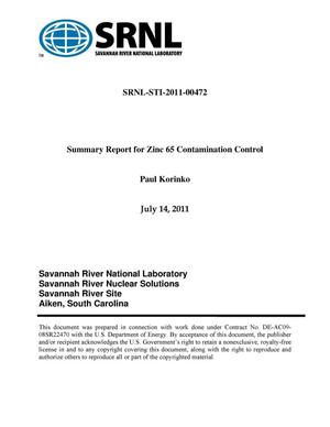 SUMMARY REPORT FOR ZINC 65 CONTAMINATION CONTROL
