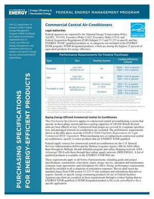 Commercial Central Air Conditioners, Purchasing Specifications for Energy-Efficient Products (Fact Sheet)
