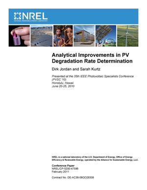 Analytical Improvements in PV Degradation Rate Determination