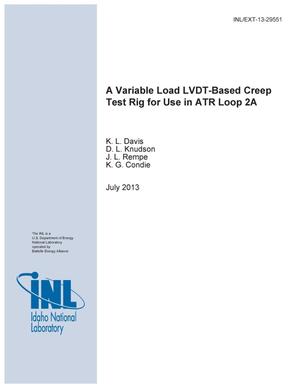 A VARIABLE LOAD LVDT-BASED CREEP TEST RIG FOR USE