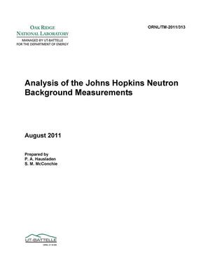 Analysis of the Johns Hopkins Neutron Background Measurements