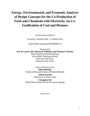 Energy, Environmental, and Economic Analyses of Design Concepts for the Co-Production of Fuels and Chemicals with Electricity via Co-Gasification of Coal and Biomass