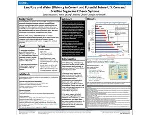 Land Use and Water Efficiency in Current and Potential Future U.S. Corn and Brazilian Sugarcane Ethanol Systems (Poster)