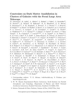 Constraints on Dark Matter Annihilation in Clusters of Galaxies with the Fermi Large Area Telescope
