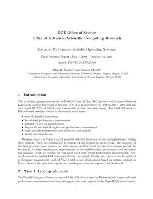 Extreme Performance Scalable Operating Systems Final Progress Report (July 1, 2008 - October 31, 2011)