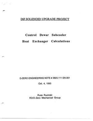 Control Dewar Subcooler Heat Exchanger Calculations