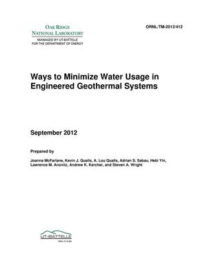 Ways to Minimize Water Usage in Engineered Geothermal Systems
