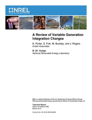 Review of Variable Generation Integration Charges