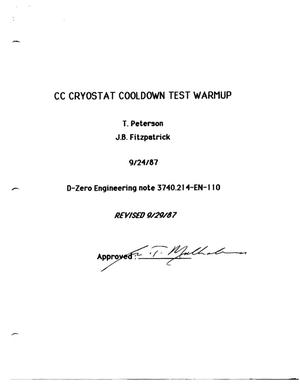 CC Cryostat Cooldown Test Warmup