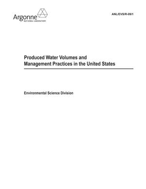 Produced Water Volumes and Management Practices in the United States.
