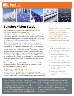 SunShot Vision Study: A Comprehensive Analysis of the Potential for U.S. Solar Electricity Generation (Fact Sheet)