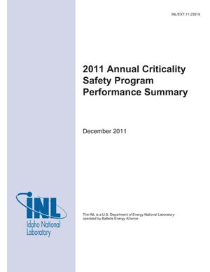 2011 Annual Criticality Safety Program Performance Summary