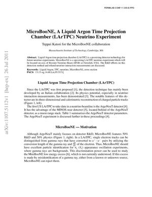 MicroBooNE, A Liquid Argon Time Projection Chamber (LArTPC) Neutrino Experiment