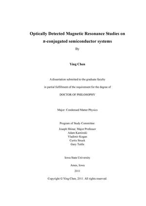 Primary view of object titled 'Optically Detected Magnetic Resonance Studies on π-conjugated semiconductor systems'.