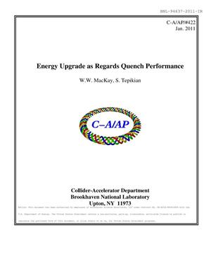 Energy upgrade as regards quench performance