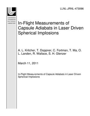 In-Flight Measurements of Capsule Adiabats in Laser Driven Spherical Implosions