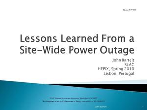 Lessons Learned From a Site-Wide Power Outage