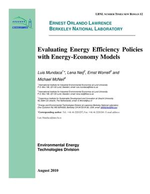 Evaluating Energy Efficiency Policies with Energy-Economy Models