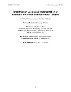 Final Scientific/Technical Report: Breakthrough Design and Implementation of Many-Body Theories for Electron Correlation