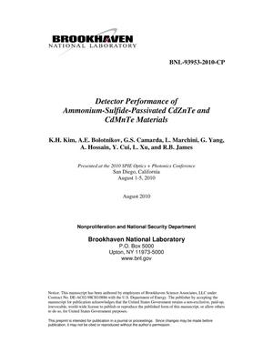 Detector Performance of Ammonium-Sulfide-Passivated CdZnTe and CdMnTe Materials