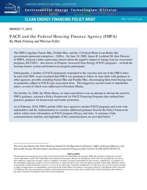 PACE and the Federal Housing Finance Agency (FHFA)