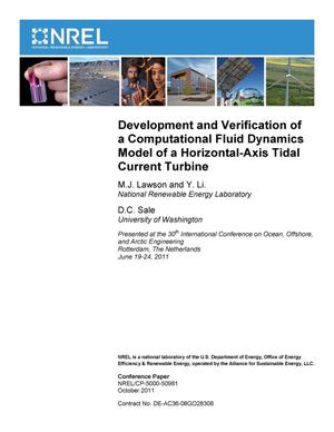 Development and Verification of a Computational Fluid Dynamics Model of a Horizontal-Axis Tidal Current Turbine