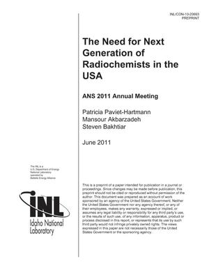 The Need for Next Generation of Radiochemists in the USA