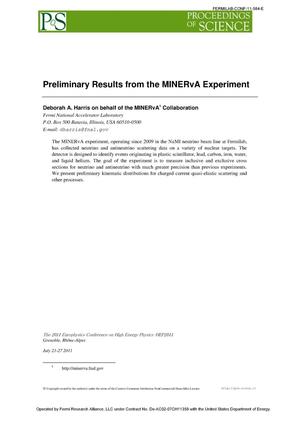 Preliminary results from the MINERvA experiment