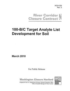 100-B/C Target Analyte List Development for Soil
