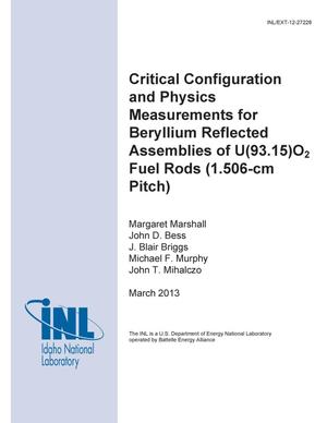 CRITICAL CONFIGURATION AND PHYSICS MEASUREMENTS FOR BERYLLIUM REFLECTED ASSEMBLIES OF U(93.15)O2 FUEL RODS (1.506-CM PITCH)