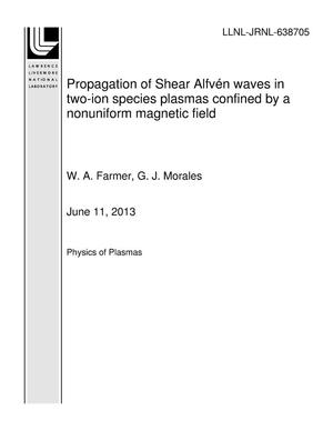 Propagation of Shear Alfvn waves in two-ion species plasmas confined by a nonuniform magnetic field