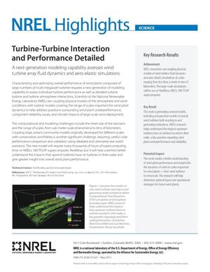 Turbine-Turbine Interaction and Performance Detailed (Fact Sheet), NREL Highlights, Science